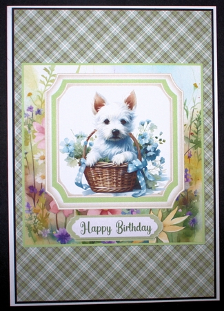 Cute floral Westie card front 1 by Marion Kimberley-Scott