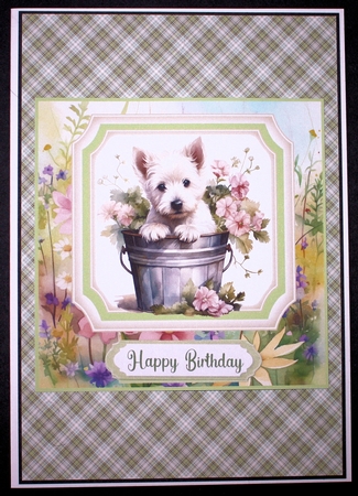 Cute floral Westie card front 2 by Marion Kimberley-Scott