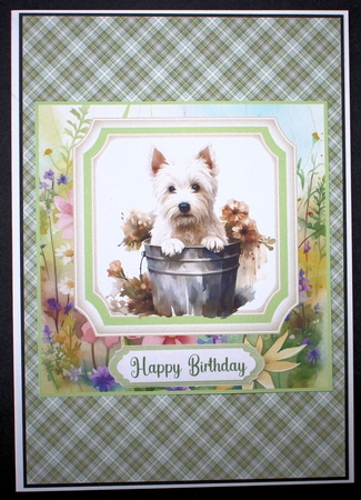 Cute floral Westie card front 3 by Marion Kimberley-Scott