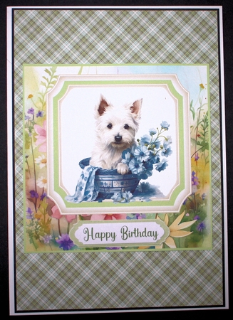 Cute floral Westie card front 13 by Marion Kimberley-Scott