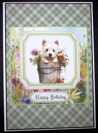 Cute floral Westie card front 17 by Marion Kimberley-Scott