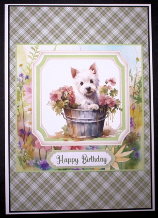 Cute floral Westie card front 18 by Marion Kimberley-Scott