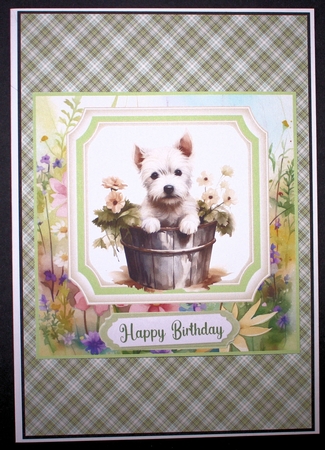 Cute floral Westie card front 19 by Marion Kimberley-Scott