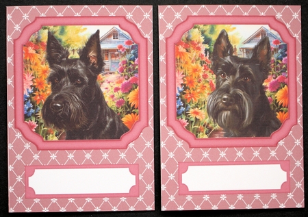 2 Pink floral Scottish terrier notelets 2 by Marion Kimberley-Scott