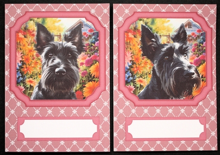 2 Pink floral Scottish terrier notelets 5 by Marion Kimberley-Scott