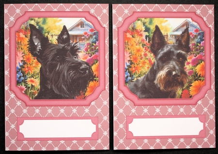 2 Pink floral Scottish terrier notelets 7 by Marion Kimberley-Scott
