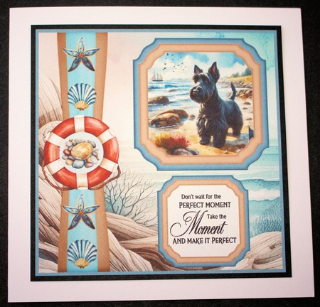 2 Panel Scottish terrier on beach card front 1 by Marion Kimberley-Scott