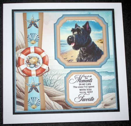 2 Panel Scottish terrier on beach card front 2 by Marion Kimberley-Scott