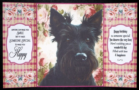 Scottish terrier gate fold card front 4 by Marion Kimberley-Scott