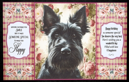 Scottish terrier gate fold card front 6 by Marion Kimberley-Scott