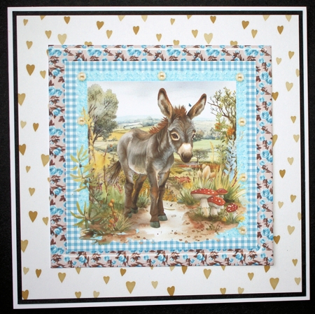 Floral donkey card front 2 by Marion Kimberley-Scott