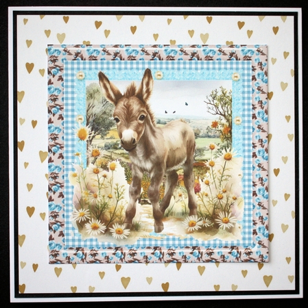 Floral donkey card front 3 by Marion Kimberley-Scott