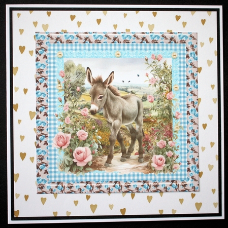 Floral donkey card front 7 by Marion Kimberley-Scott