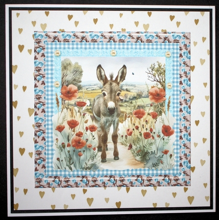 Floral donkey card front 8 by Marion Kimberley-Scott