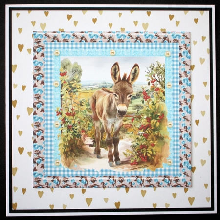 Floral donkey card front 11 by Marion Kimberley-Scott