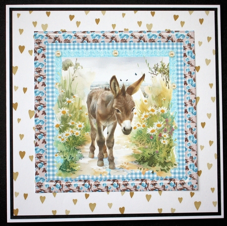 Floral donkey card front 13 by Marion Kimberley-Scott