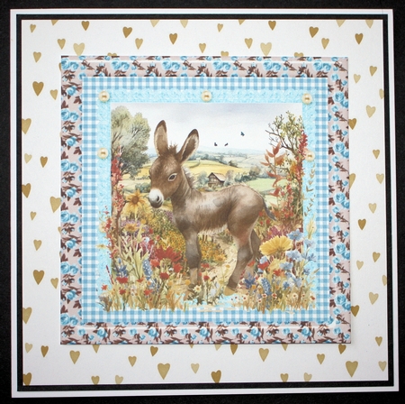 Floral donkey card front 14 by Marion Kimberley-Scott
