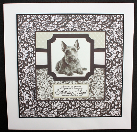 6x6 aprox Mono Scottish terrier card front 1 by Marion Kimberley-Scott