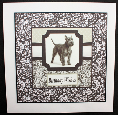 6x6 aprox Mono Scottish terrier card front 3 by Marion Kimberley-Scott