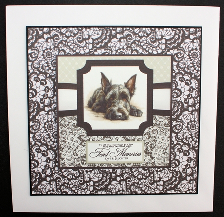 6x6 aprox Mono Scottish terrier card front 5 by Marion Kimberley-Scott