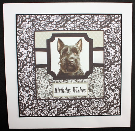 6x6 aprox Mono Scottish terrier card front 9 by Marion Kimberley-Scott