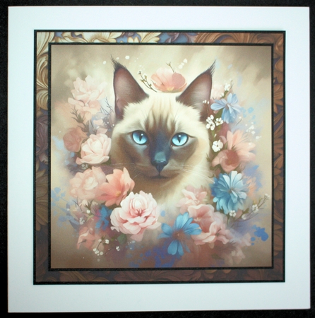Siamese Cat and Flowers Mix 1  by Marion Kimberley-Scott