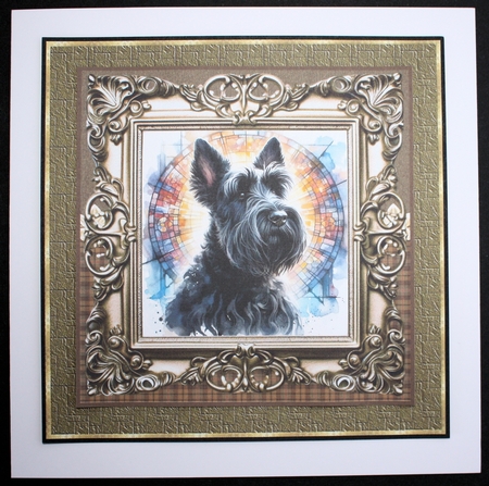 Framed stained glass dog card front 3 by Marion Kimberley-Scott