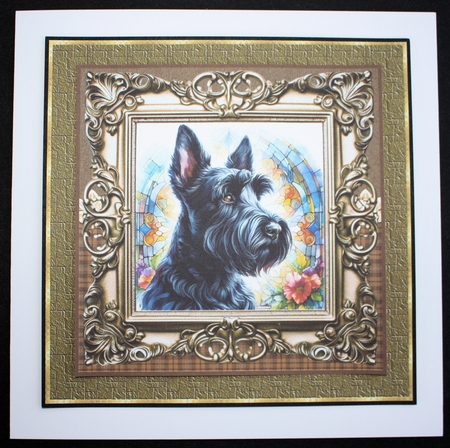 Framed stained glass dog card front 12 by Marion Kimberley-Scott