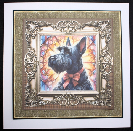 Framed stained glass dog card front 16 by Marion Kimberley-Scott