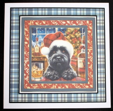 Christmas Scottish terrier with whisky card front 5 by Marion Kimberley-Scott