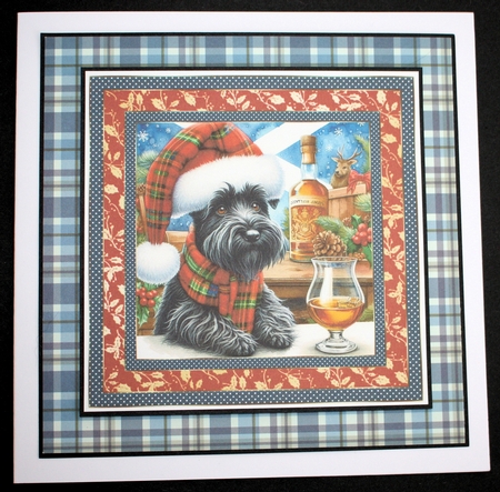 Christmas Scottish terrier with whisky card front 6 by Marion Kimberley-Scott