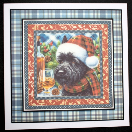 Christmas Scottish terrier with whisky card front 7 by Marion Kimberley-Scott
