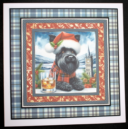 Christmas Scottish terrier with whisky card front 8 by Marion Kimberley-Scott