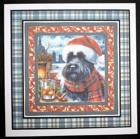 Christmas Scottish terrier with whisky card front 9 by Marion Kimberley-Scott