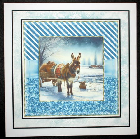 3 Blue frames Christmas donkey card fronts 3 by Marion Kimberley-Scott