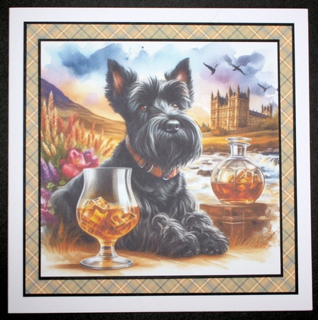 Scottie with whisky background 7 by Marion Kimberley-Scott
