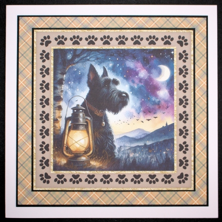 Paw framed twilight dog card front 5 by Marion Kimberley-Scott