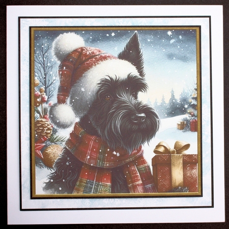 8 Christmas Scottish terrier card front kit by Marion Kimberley-Scott