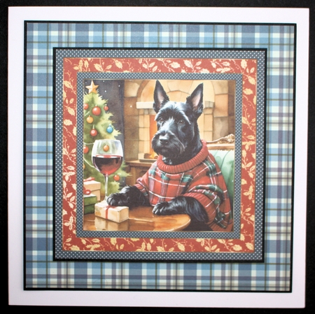 Scottie Christmas cheer card front 1 by Marion Kimberley-Scott