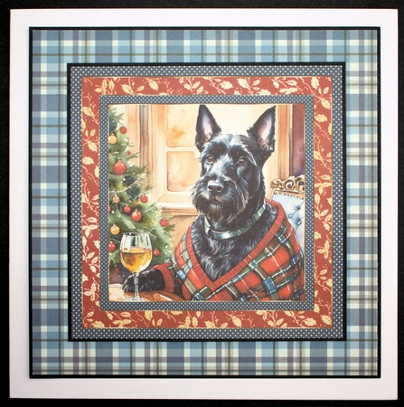 Scottie Christmas cheer card front 2 by Marion Kimberley-Scott