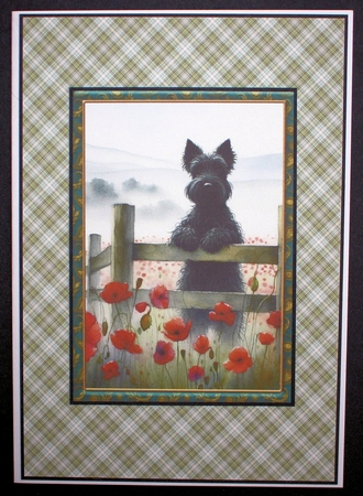 2 Framed Scottie card fronts by Marion Kimberley-Scott