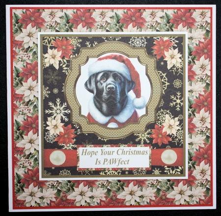 Black Labrador Santa card front by Marion Kimberley-Scott
