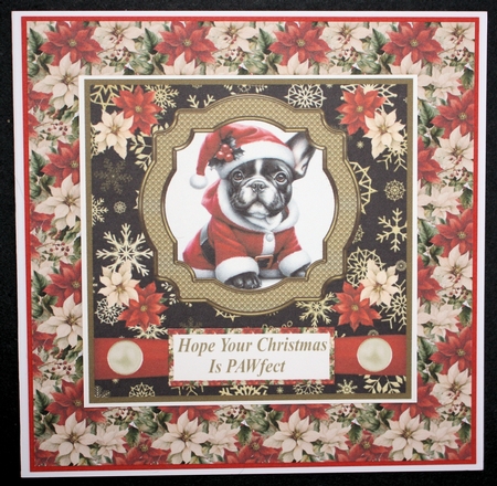 Frenchie Santa card front by Marion Kimberley-Scott