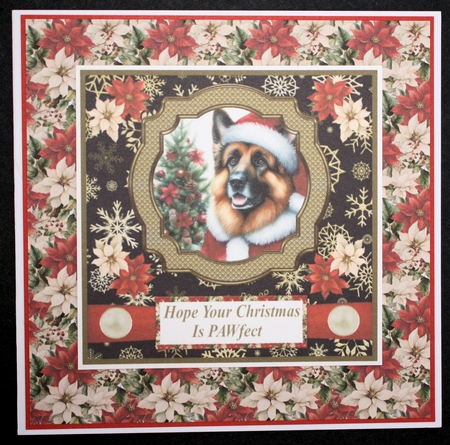 German Shepherd Santa card front by Marion Kimberley-Scott