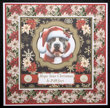 Staffie Santa card front by Marion Kimberley-Scott
