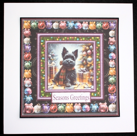 Scottie Christmas fairy light card front 1 by Marion Kimberley-Scott