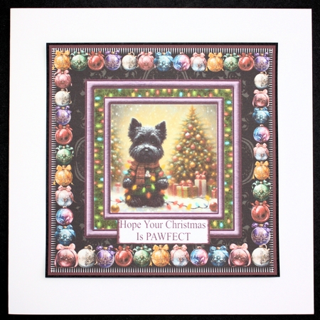 Scottie Christmas fairy light card front 2 by Marion Kimberley-Scott