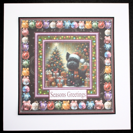 Scottie Christmas fairy light card front 4 by Marion Kimberley-Scott