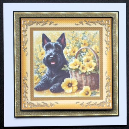 3 Yellow floral Scottish terrier card fronts/toppers 3 by Marion Kimberley-Scott