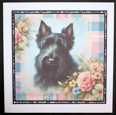 8 Floral gingham Scottish terrier backgrounds kit by Marion Kimberley-Scott